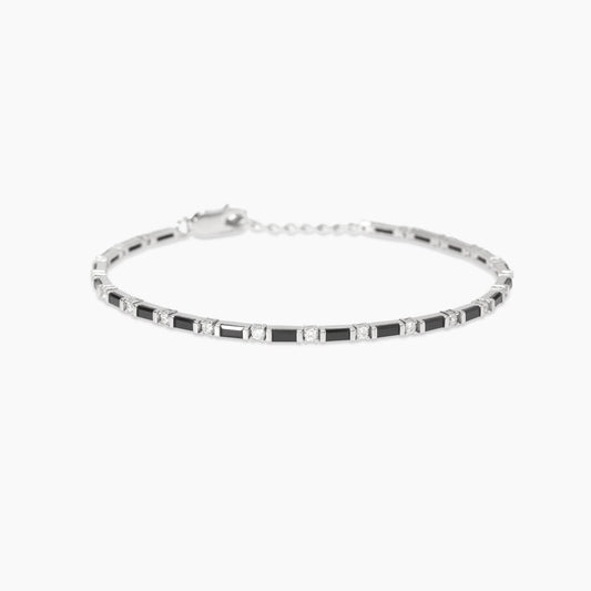 MABINA UOMO -Bracciale tennis con zirconi bianchi e neri