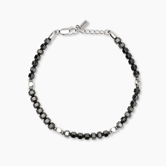 MABINA UOMO - Bracciale regolabile da uomo in argento e ematite