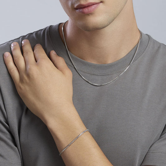 MABINA UOMO - Bracciale in argento con catena greca