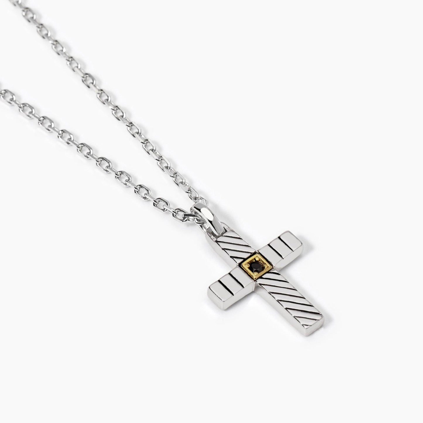 MABINA - Collana con croce con zircone e placcatura oro