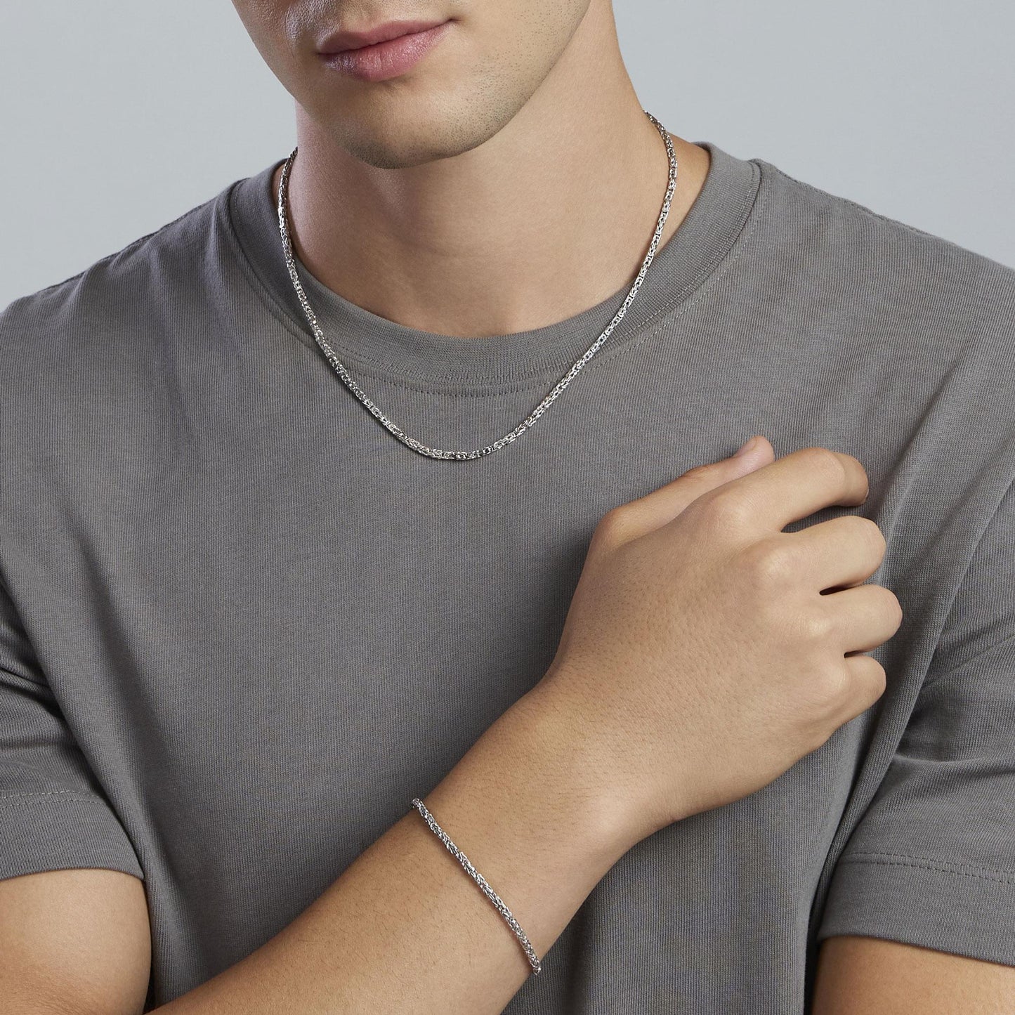 MABINA -Collana in argento con catena bizantina