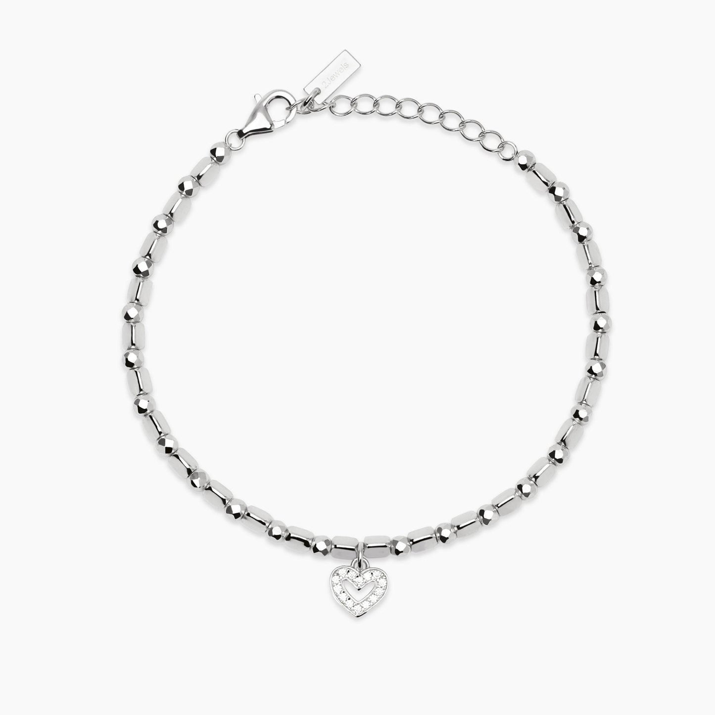 MABINA - Bracciale con sfere e ciondolo cuore
