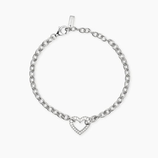 MABINA - Bracciale con catena rolò e cuore