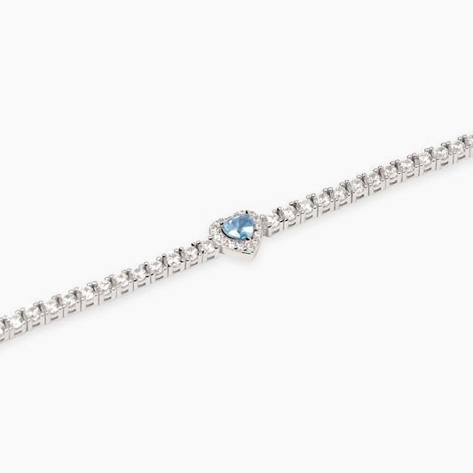 MABINA - Bracciale tennis con acquamarina sintetica