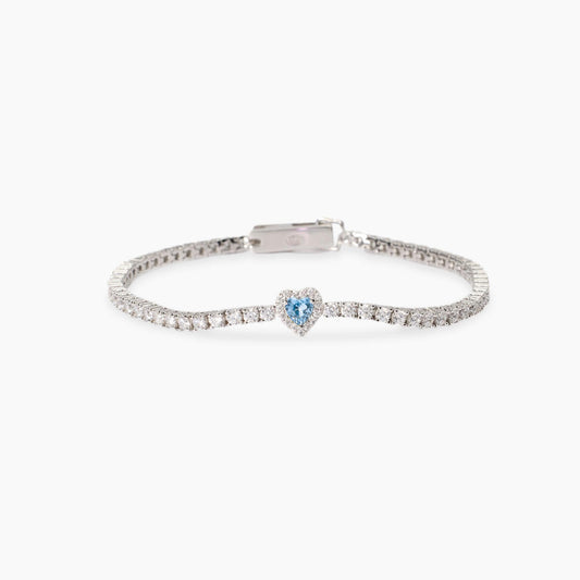 MABINA - Bracciale tennis con acquamarina sintetica