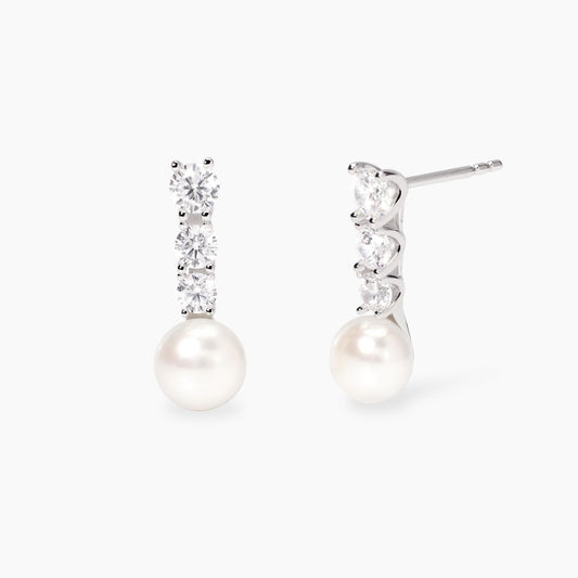 MABINA - Orecchini con zirconi e perle coltivate