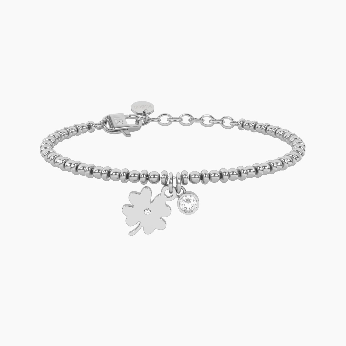 KIDULT - Bracciale a sfere con ciondolo quadrifoglio
