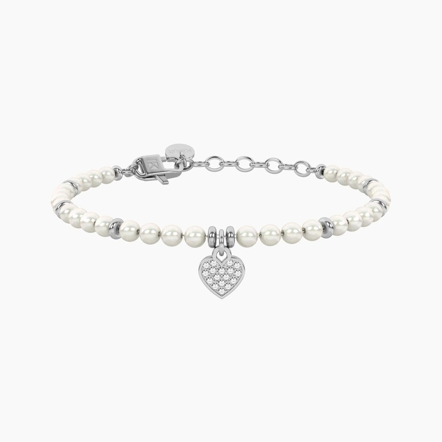KIDULT - Bracciale con perle e quadrifoglio o cuore