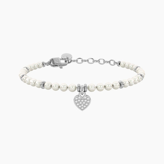 KIDULT - Bracciale con perle e quadrifoglio o cuore