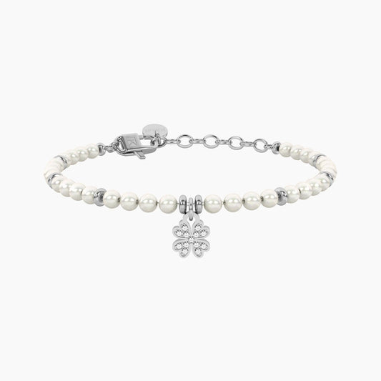 KIDULT - Bracciale con perle e quadrifoglio o cuore