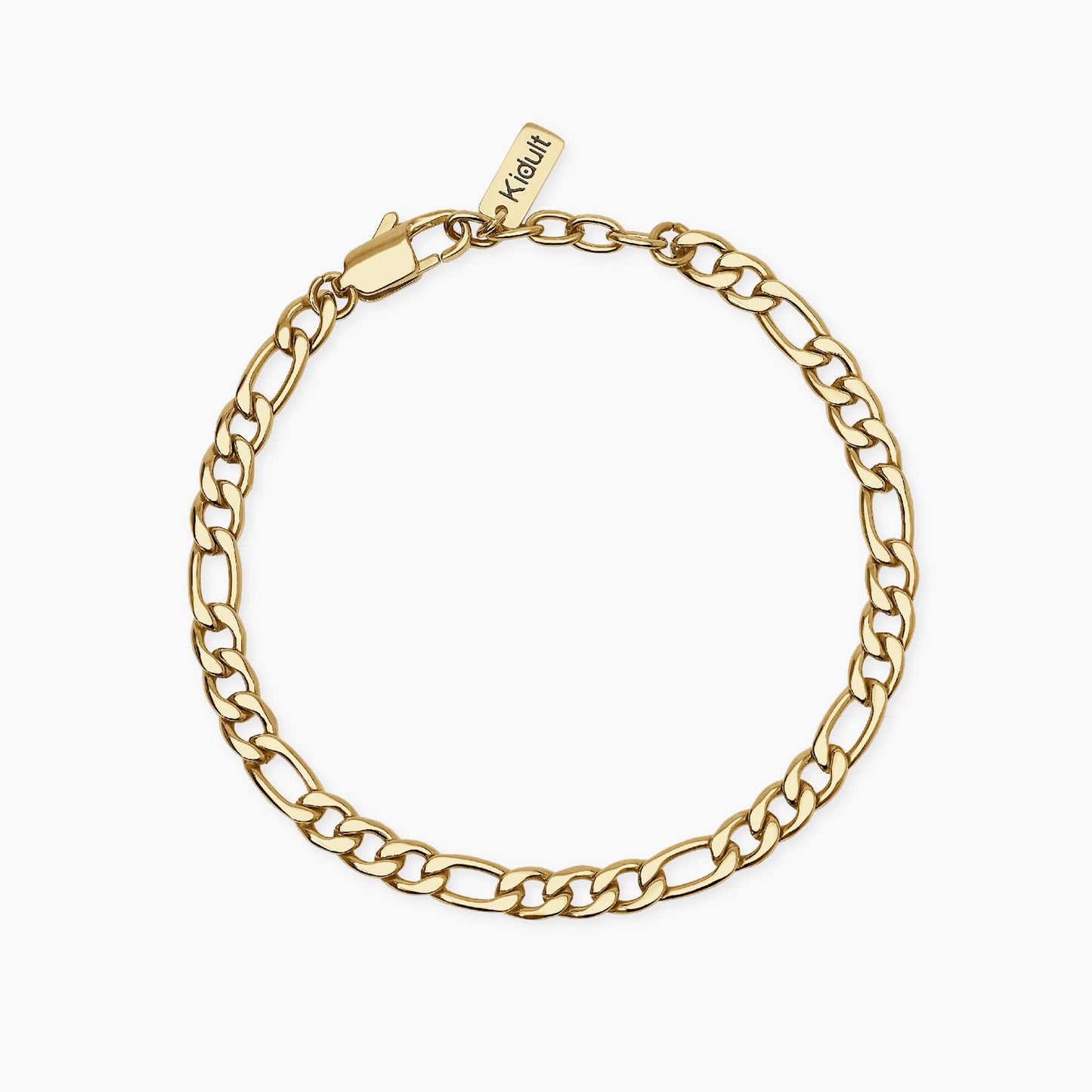 KIDULT -Bracciale uomo in acciaio dorato con catena figaro