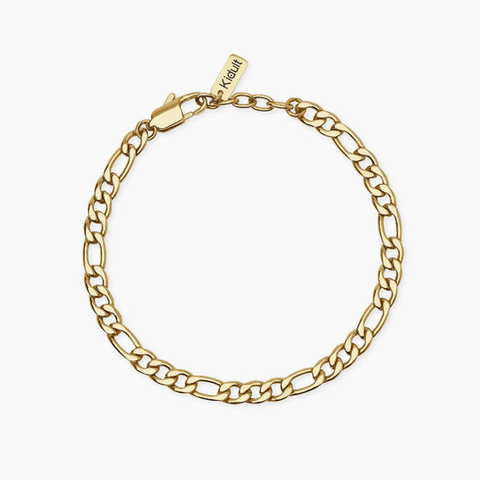 KIDULT -Bracciale uomo in acciaio dorato con catena figaro
