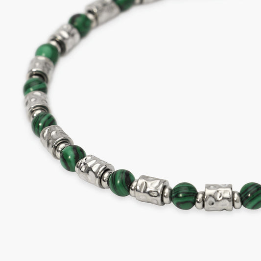 KIDULT -Bracciale uomo in acciaio e malachite sintetica