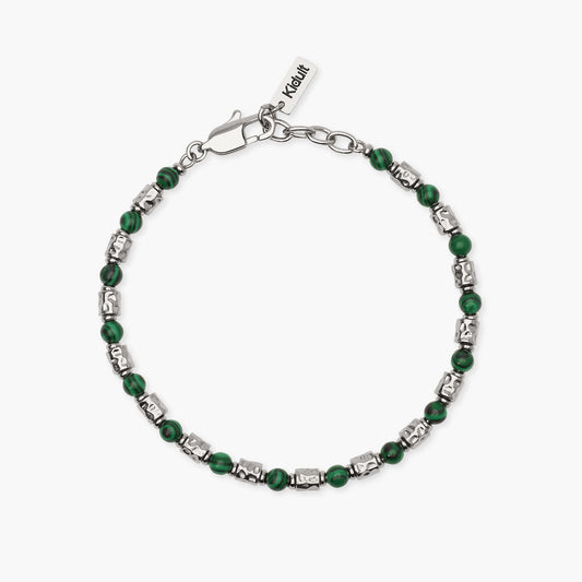 KIDULT -Bracciale uomo in acciaio e malachite sintetica