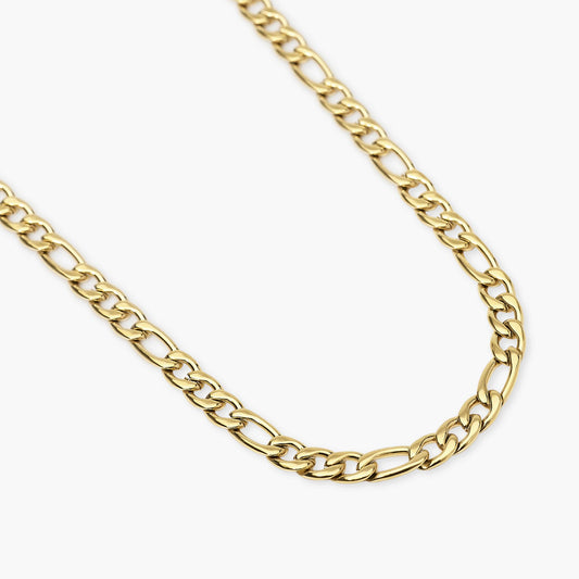 KIDULT -Collana uomo in acciaio dorato con catena figaro