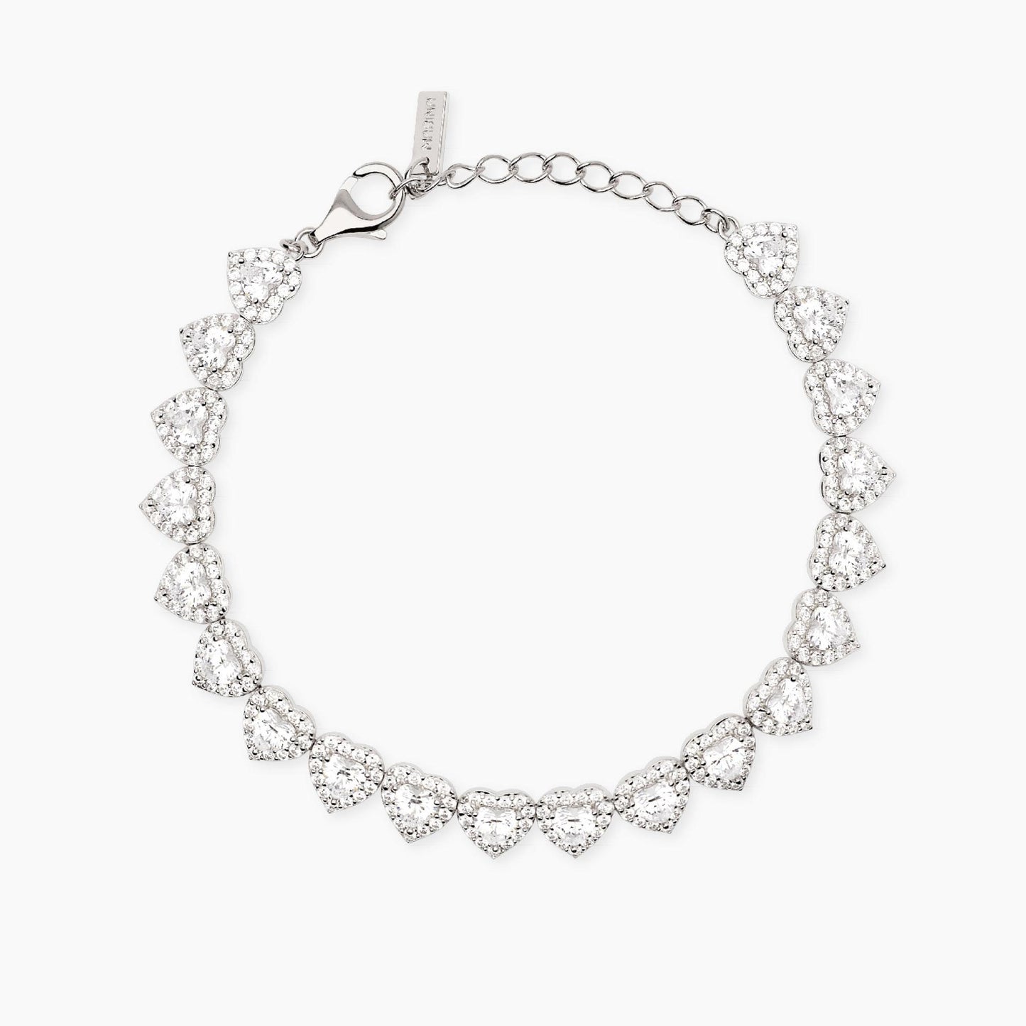 MABINA - Bracciale tennis con cuori in zirconi bianchi