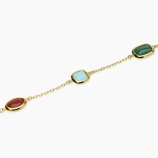 MABINA - Bracciale in argento dorato con pietre multicolor