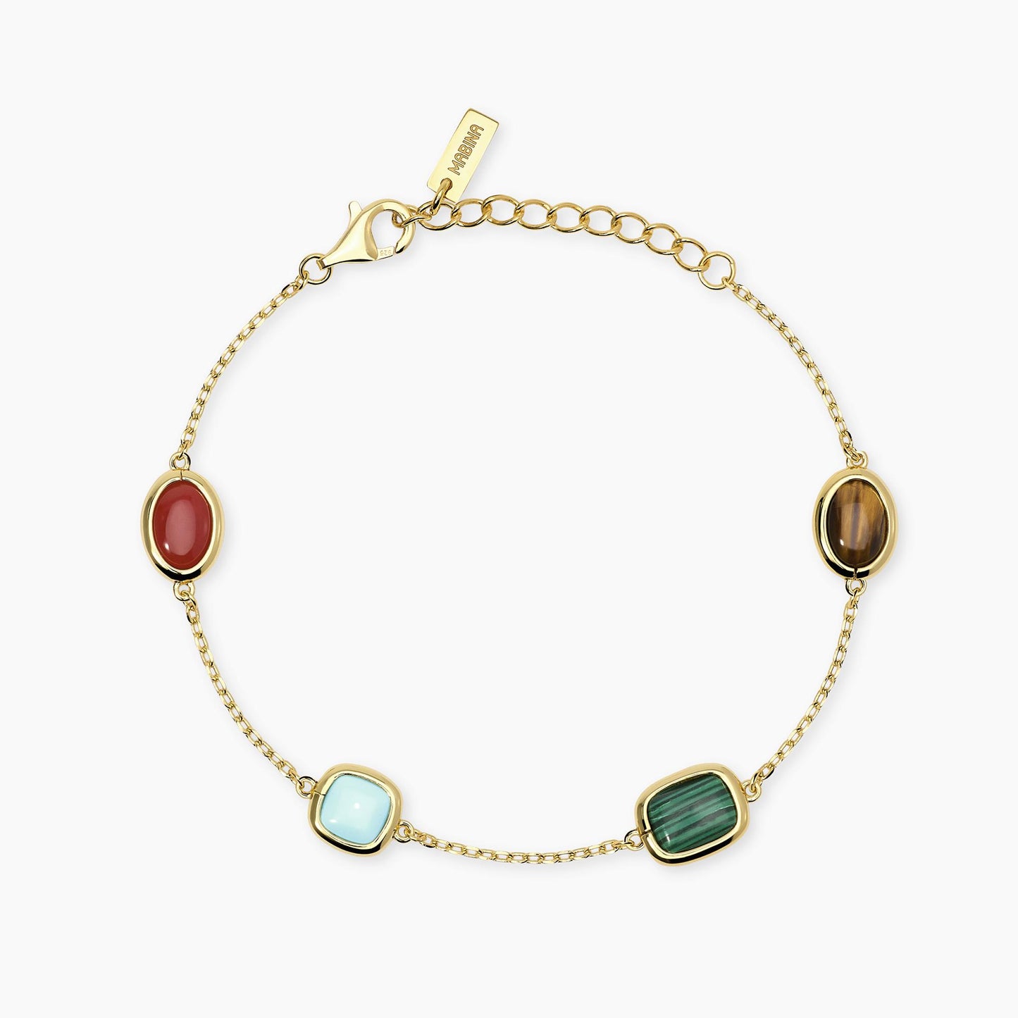 MABINA - Bracciale in argento dorato con pietre multicolor
