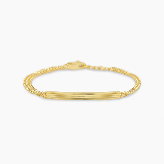 MABINA - Bracciale da uomo in argento dorato con piastra centrale