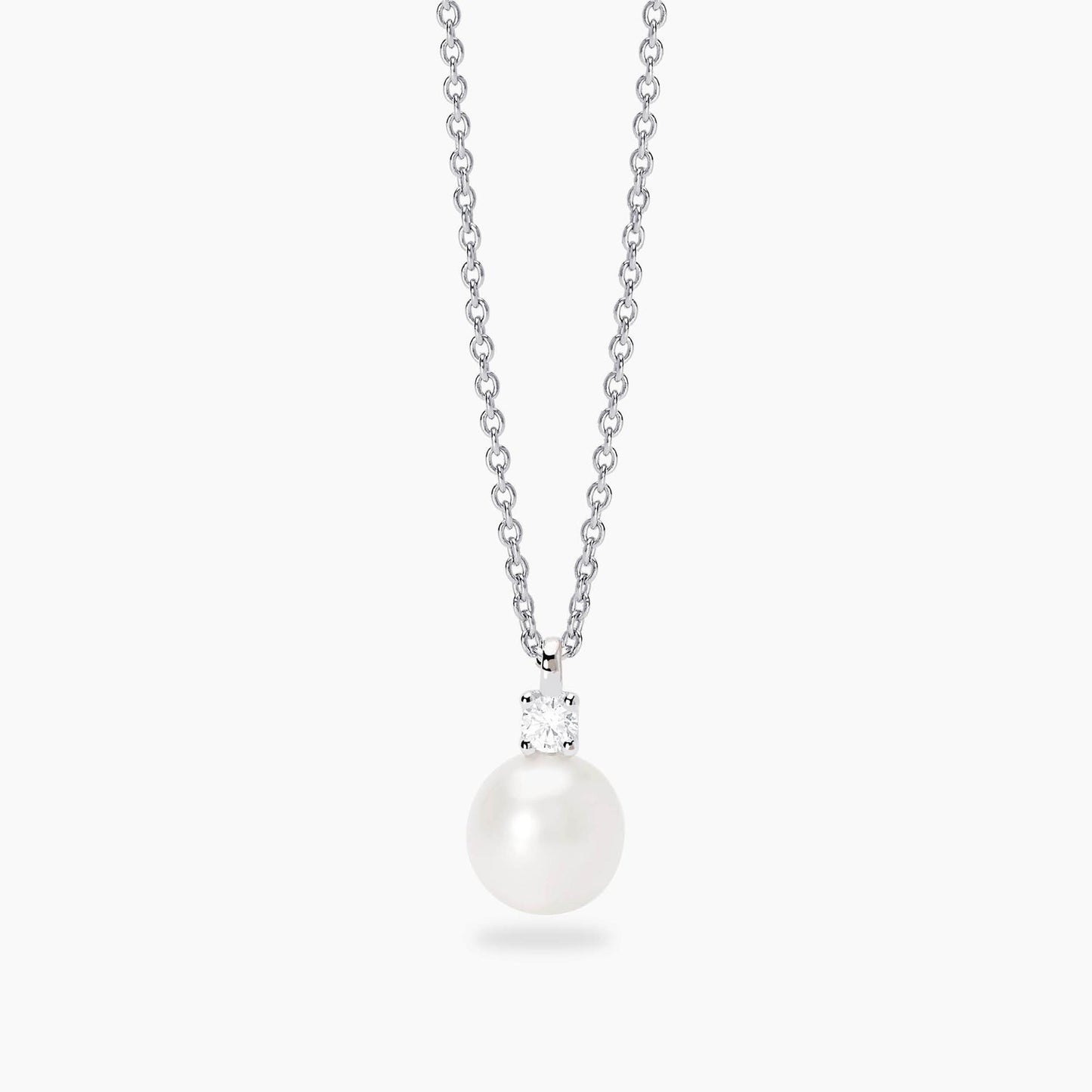 MABINA - Girocollo con perla coltivata e diamante lab-grown 0,08 carati