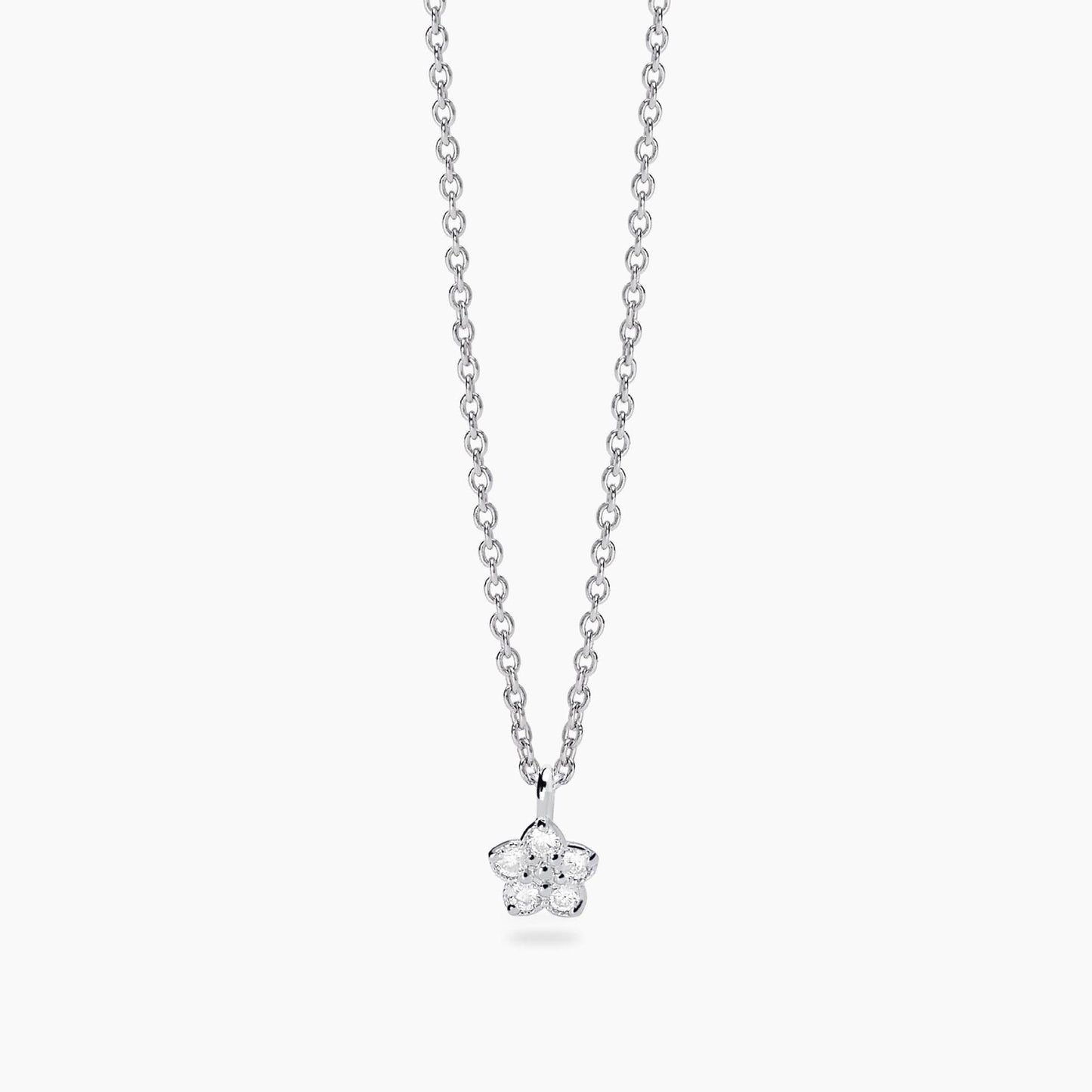 MABINA MY DIAMOND -Girocollo con fiore in diamanti lab-grown 0,08 carati