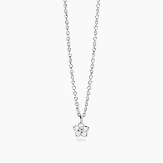 MABINA MY DIAMOND -Girocollo con fiore in diamanti lab-grown 0,08 carati