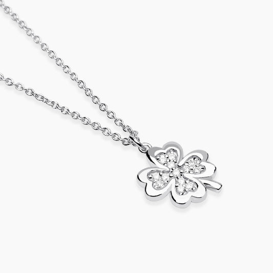 MABINA MY DIAMOND -Girocollo con quadrifoglio in diamanti lab-grown
