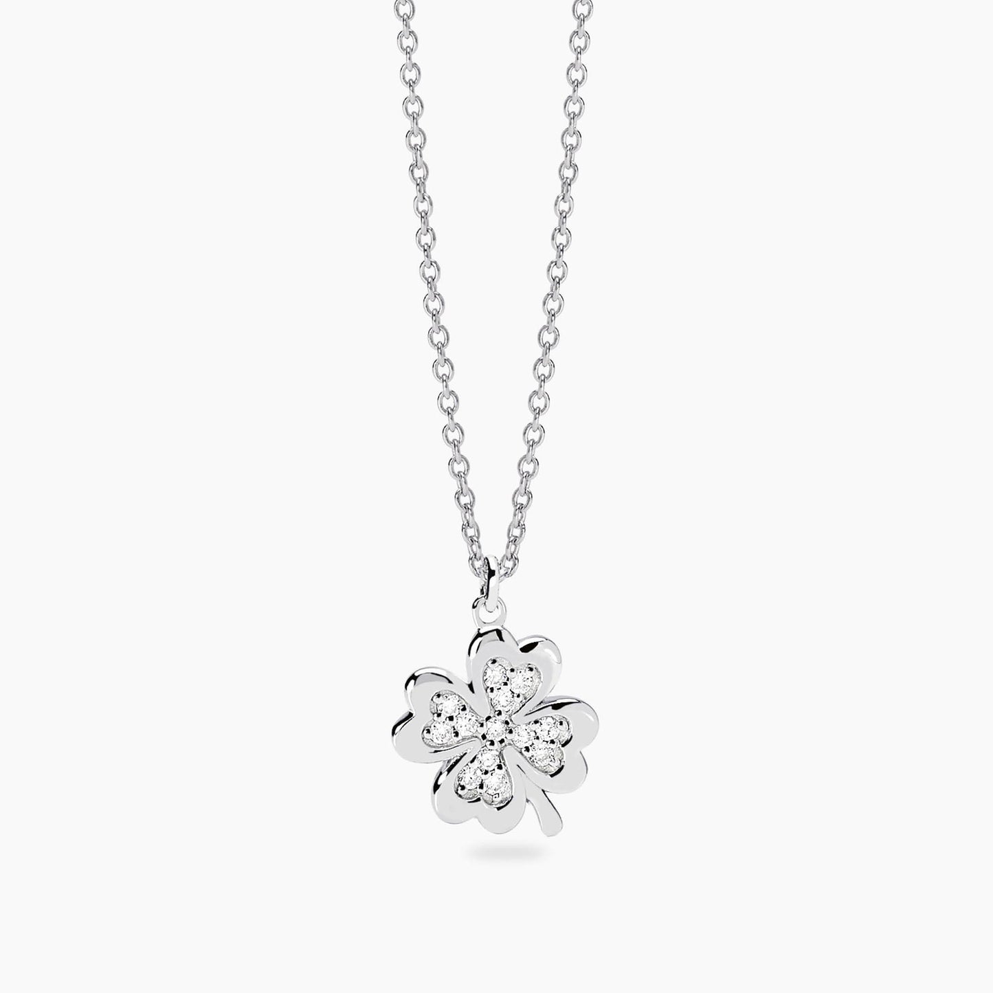MABINA MY DIAMOND -Girocollo con quadrifoglio in diamanti lab-grown