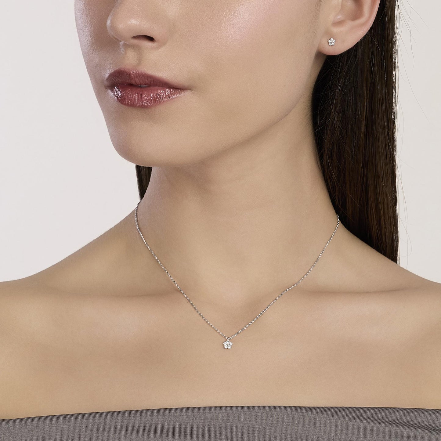 MABINA MY DIAMOND - Orecchini fiore con diamanti lab-grown 0,09 carati