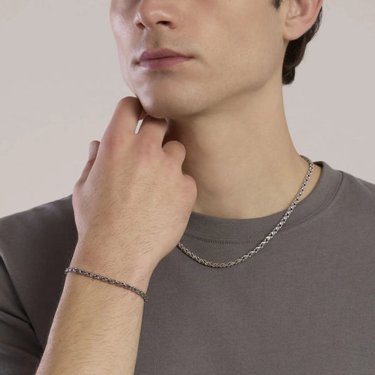 KIDULT - Bracciale uomo in acciaio con catena fancy