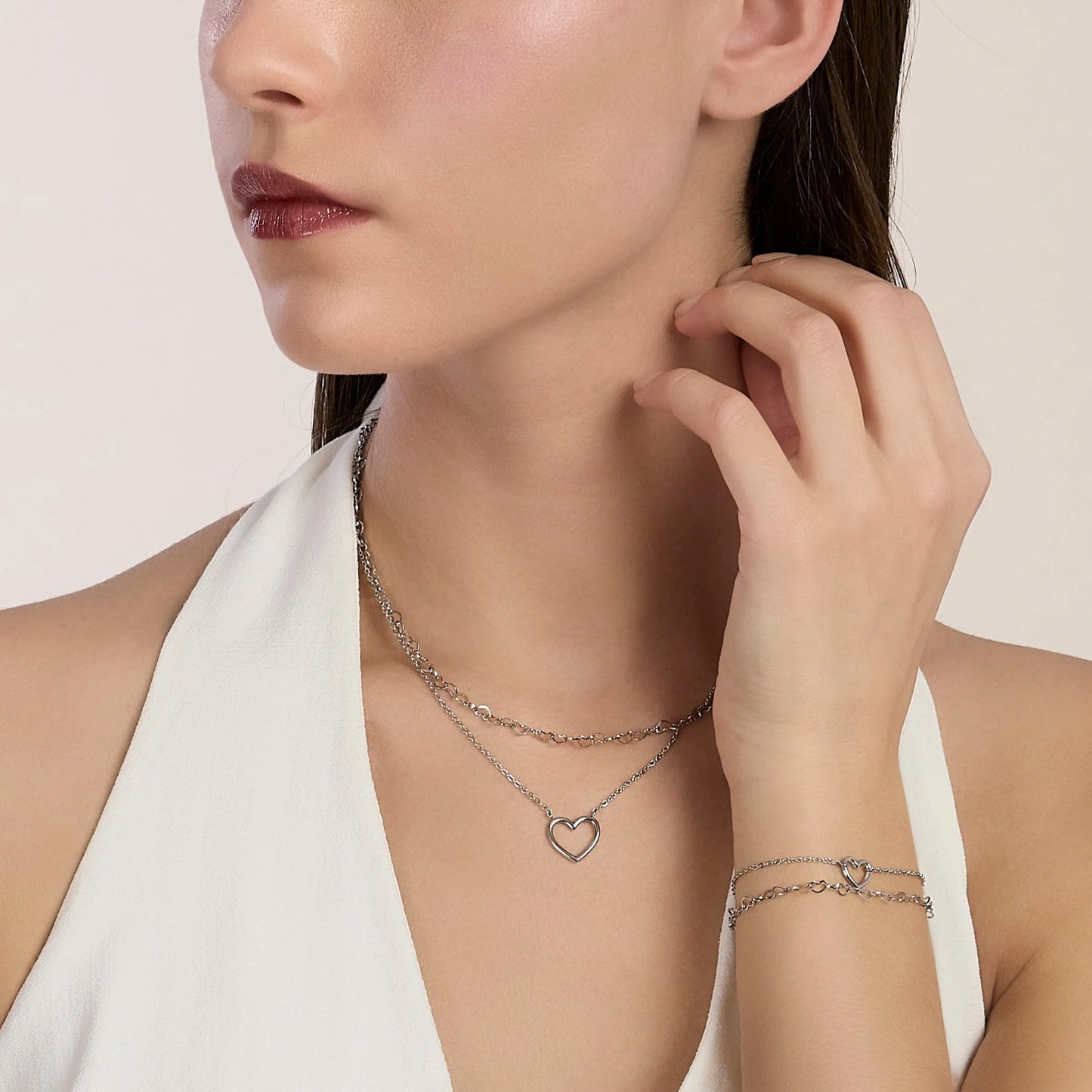 KIDULT - Bracciale doppia catena e cuore