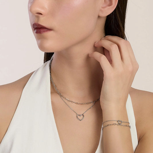 KIDULT - Bracciale doppia catena e cuore
