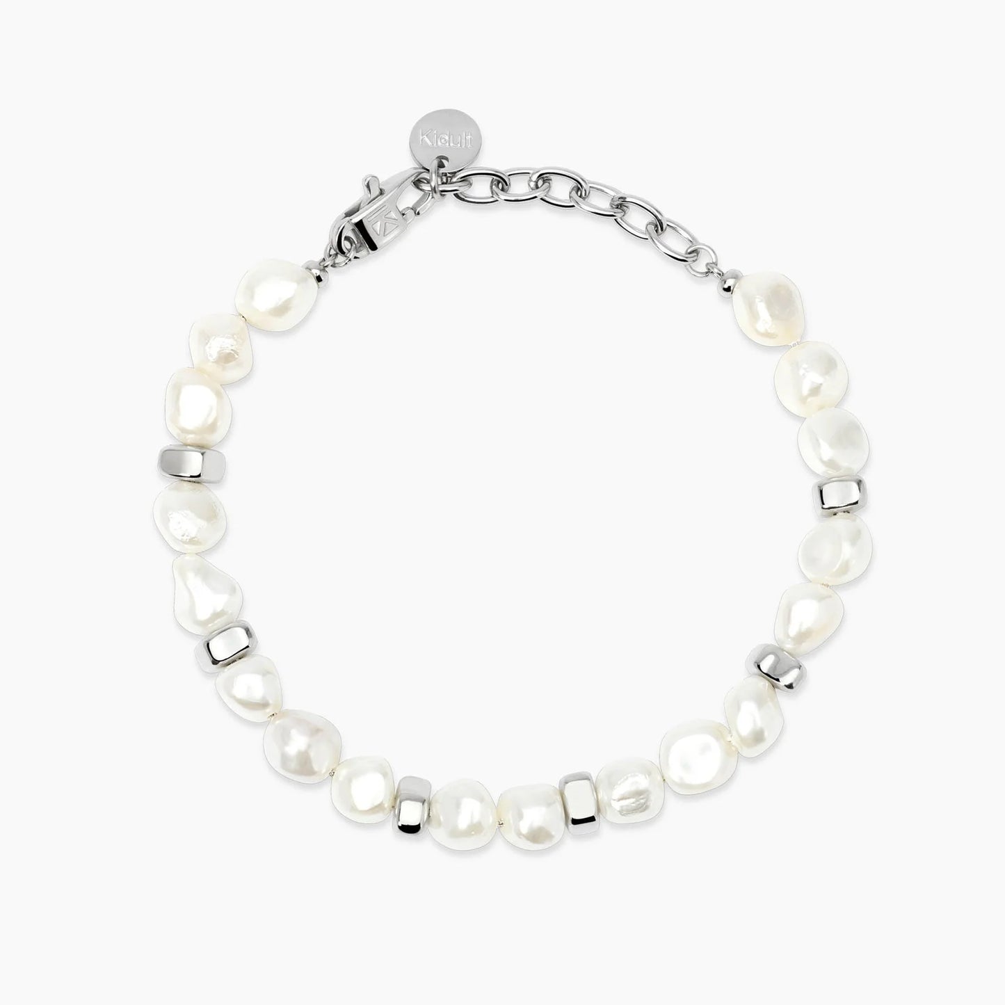 KIDULT - Bracciale in acciaio e perle conchiglia