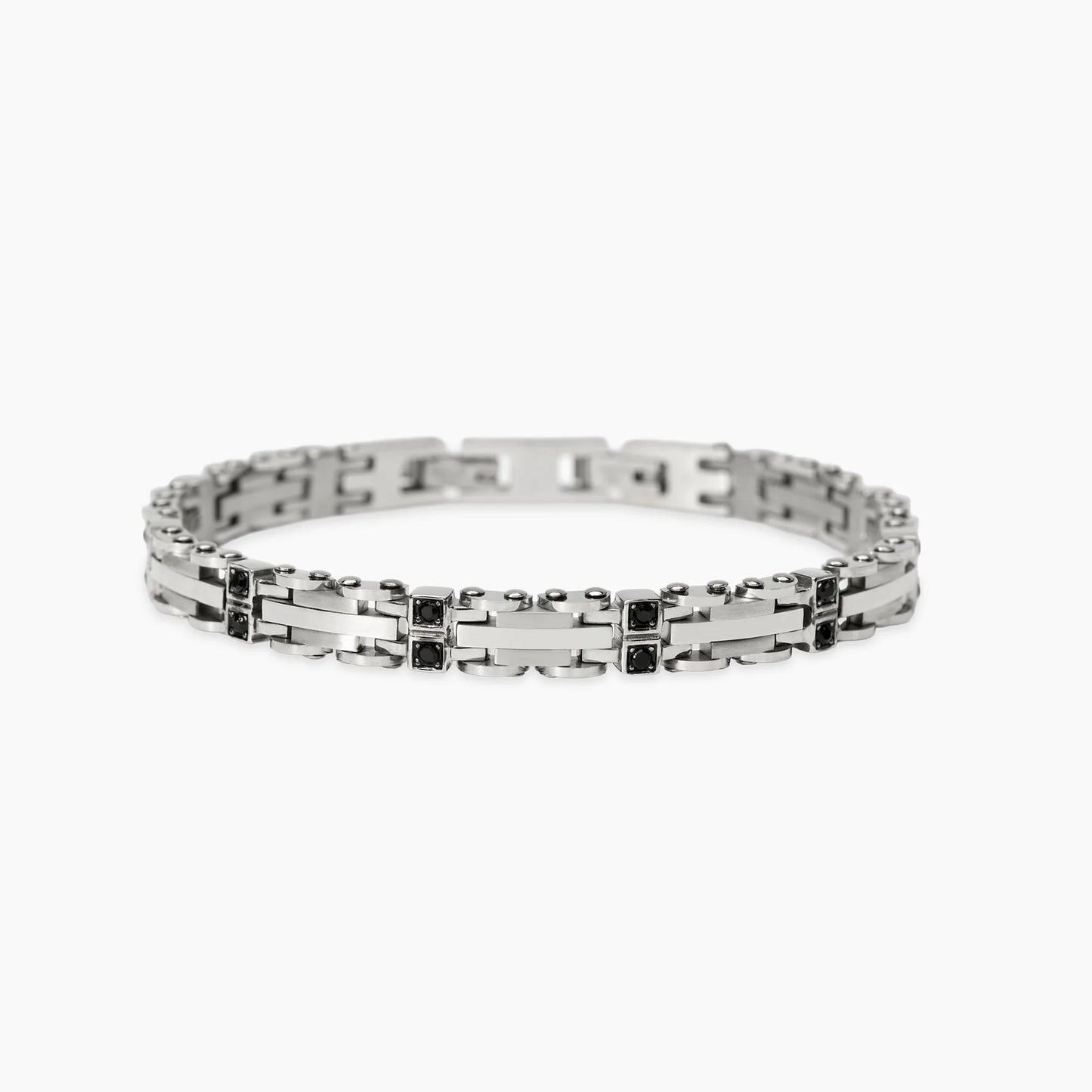 KIDULT - Bracciale in acciaio con elementi imperniati e cristalli
