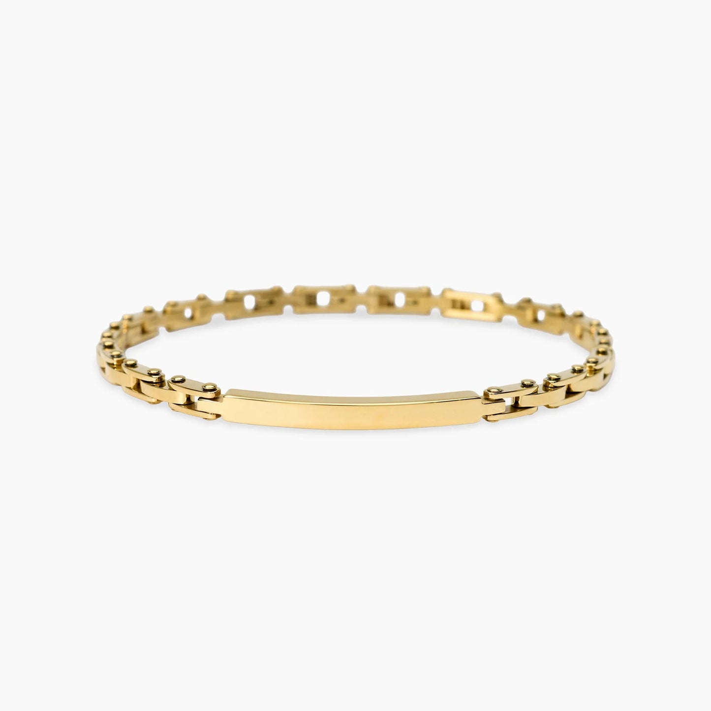 KIDULT - Bracciale uomo in acciaio dorato con piastra centrale