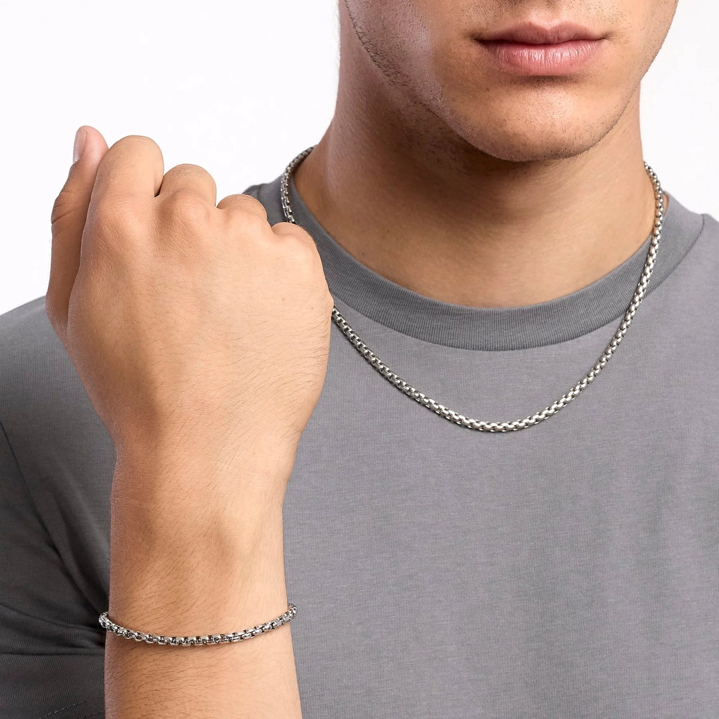 KIDULT - Bracciale uomo con catena veneta in acciaio