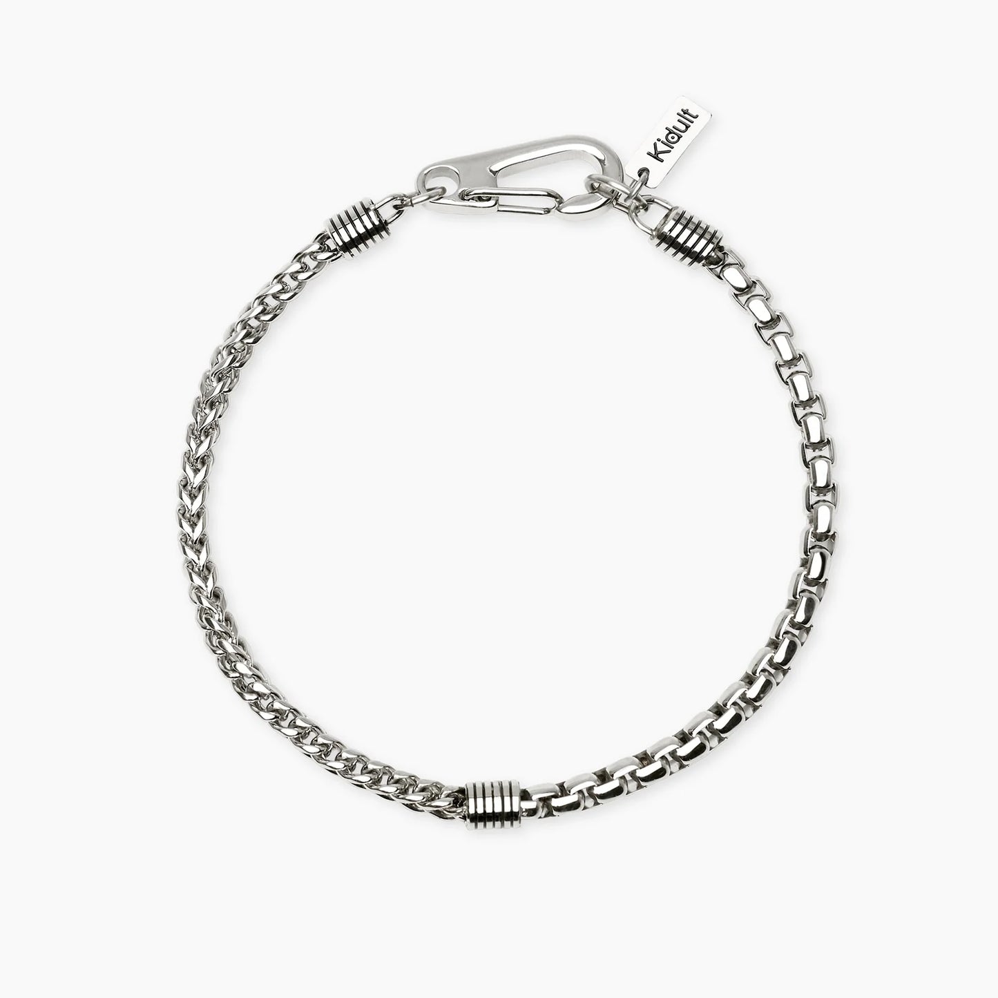 KIDULT - Bracciale uomo in acciaio con catene veneta e franco