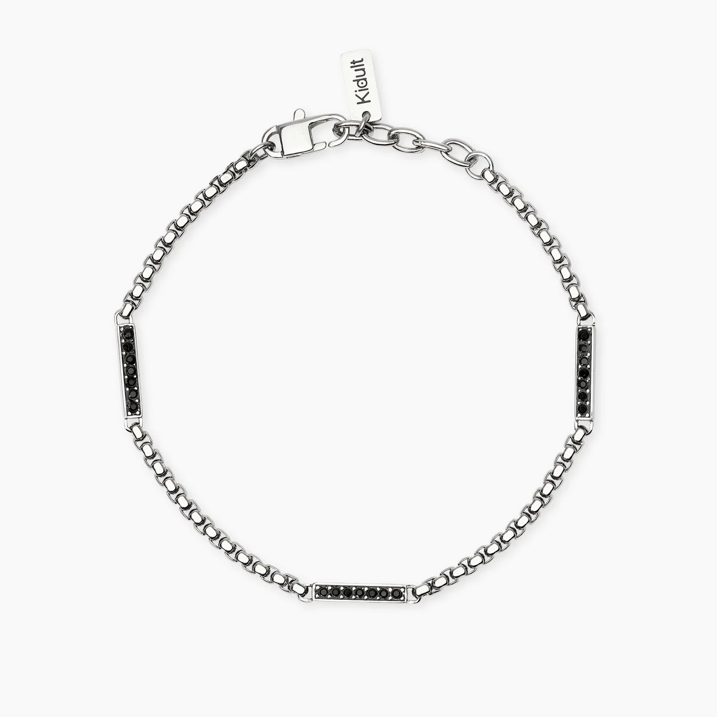 KIDULT - Bracciale in acciaio con catena veneta e cristalli