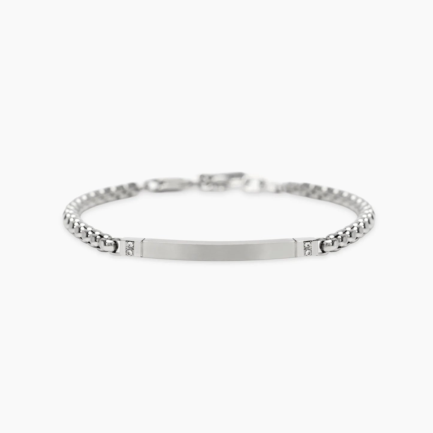 KIDULT - Bracciale in acciaio con catena veneta e piastra