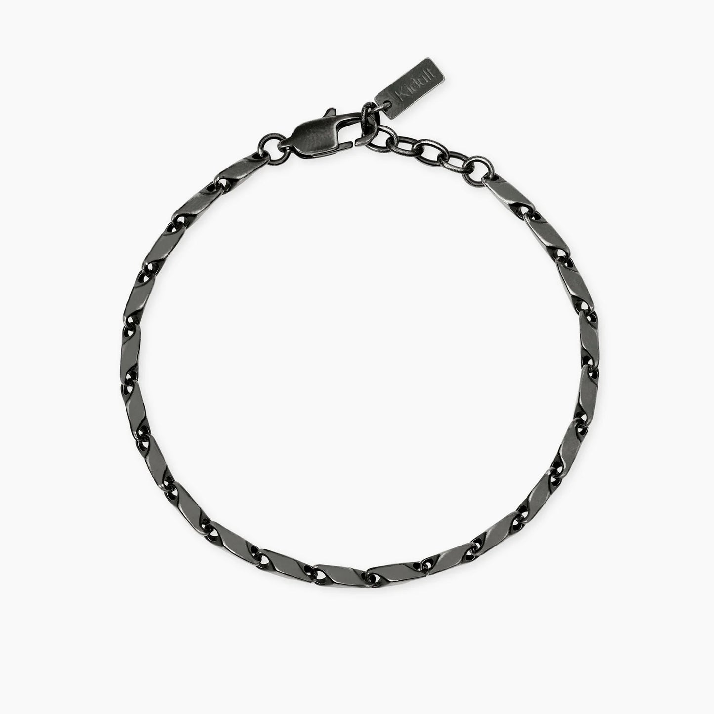 KIDULT - Bracciale uomo con catena fancy in acciaio satinato e PVD nero