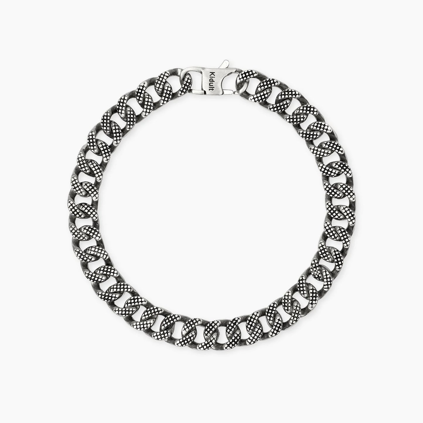 KIDULT - Bracciale uomo in acciaio con catena groumette diamantata