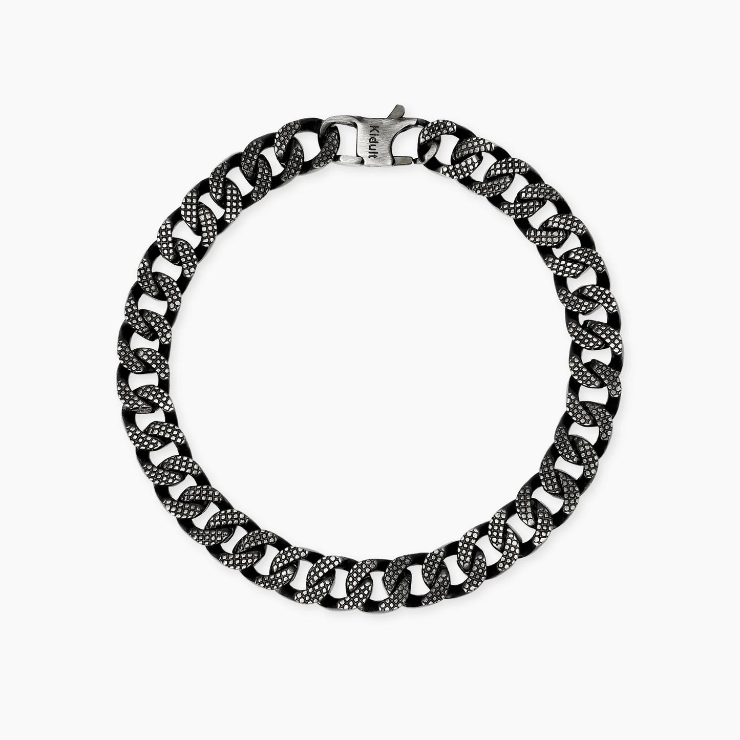 KIDULT - Bracciale uomo con catena groumette in acciaio e PVD nero