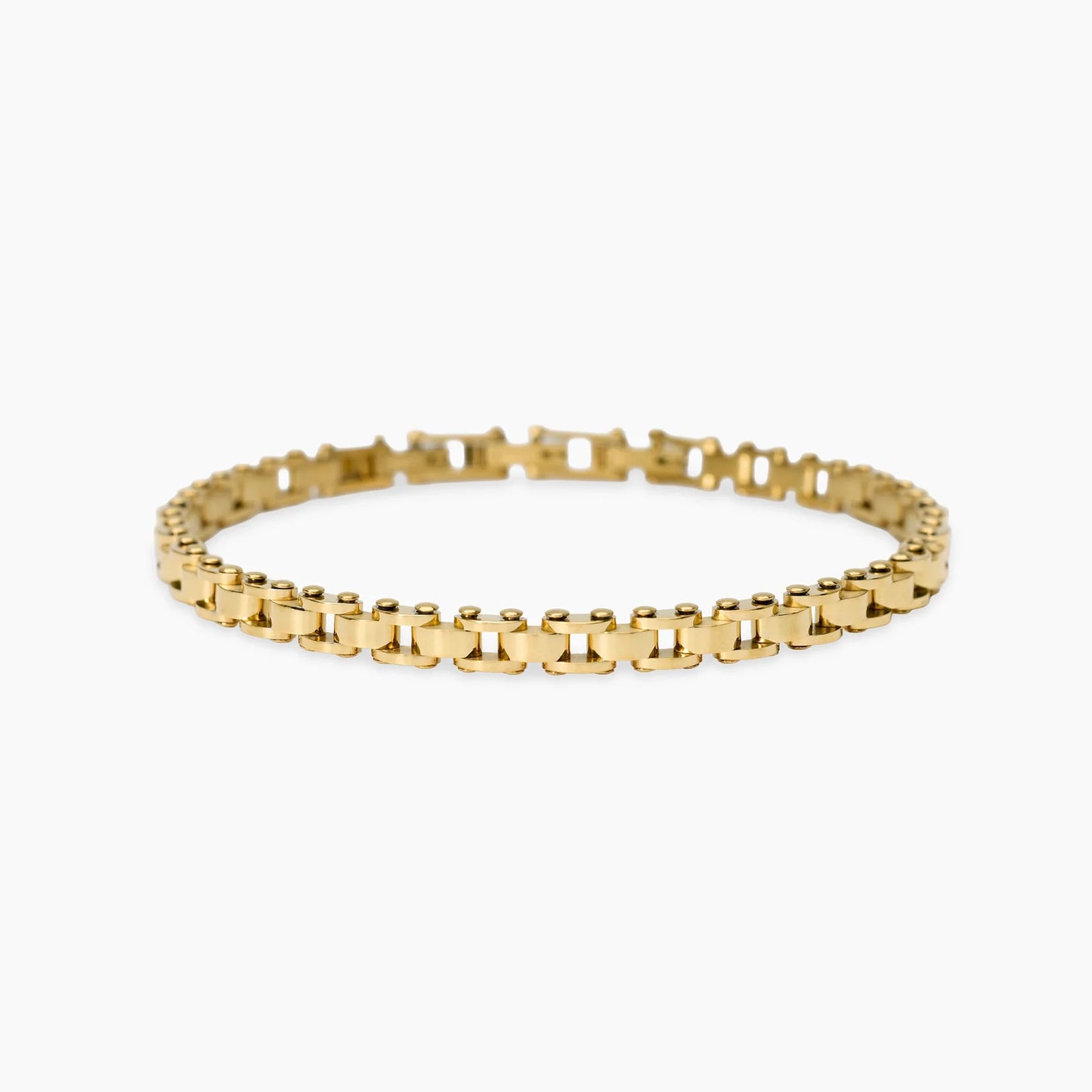 KIDULT - Bracciale uomo in acciaio dorato con elementi imperniati