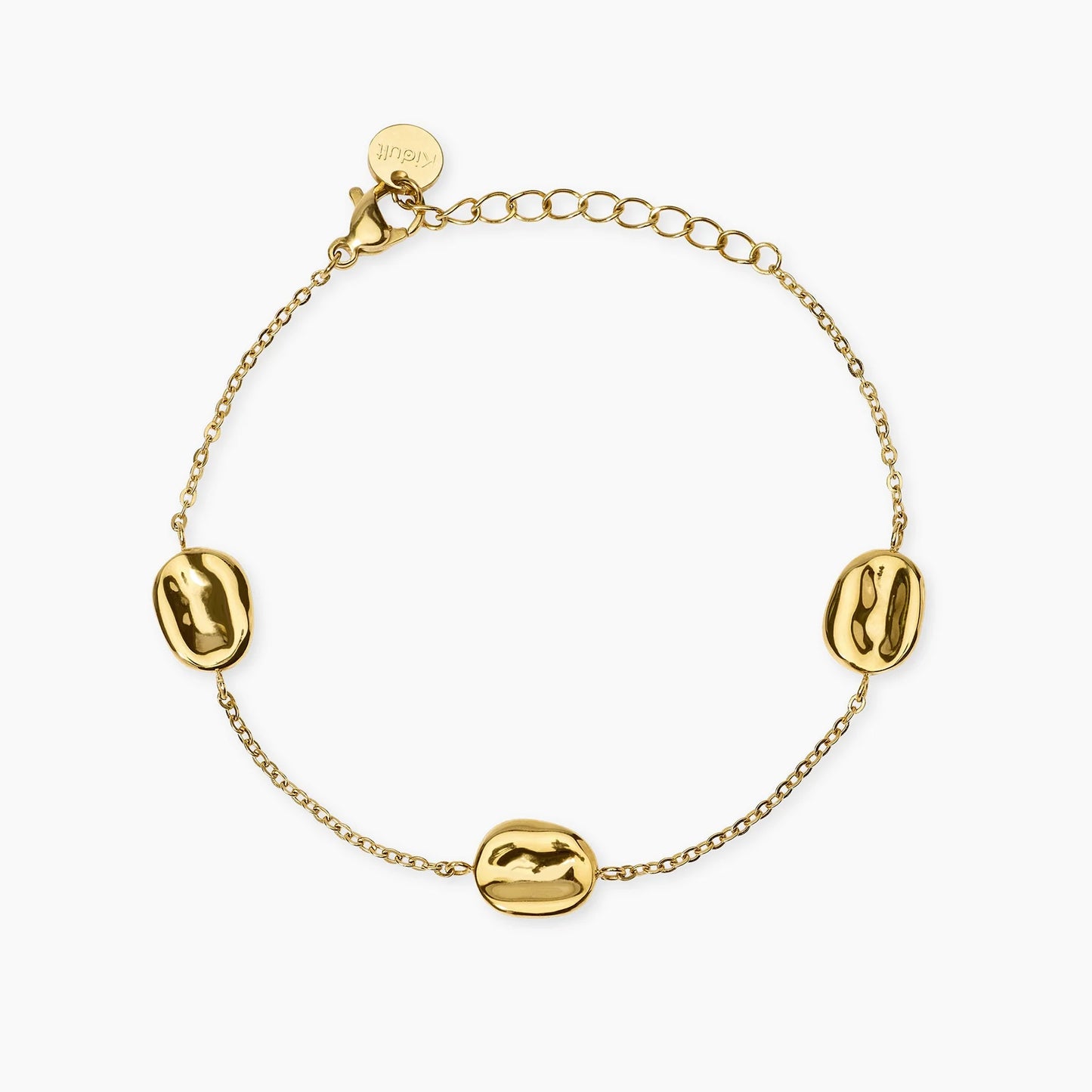 KIDULT - Bracciale in acciaio dorato con catena rolò ed elementi schiacciati