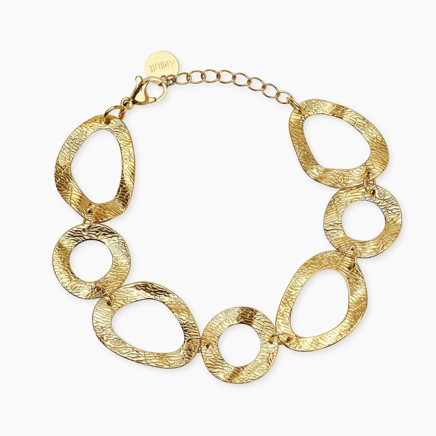 KIDULT - Bracciale in acciaio dorato con elementi tondi e fancy