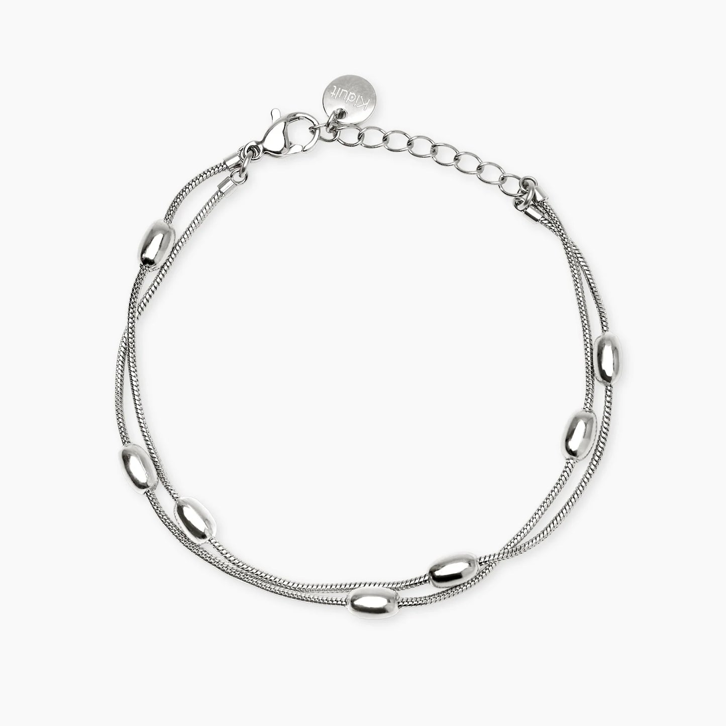 KIDULT - Bracciale in acciaio con catene snake ed elementi ovali