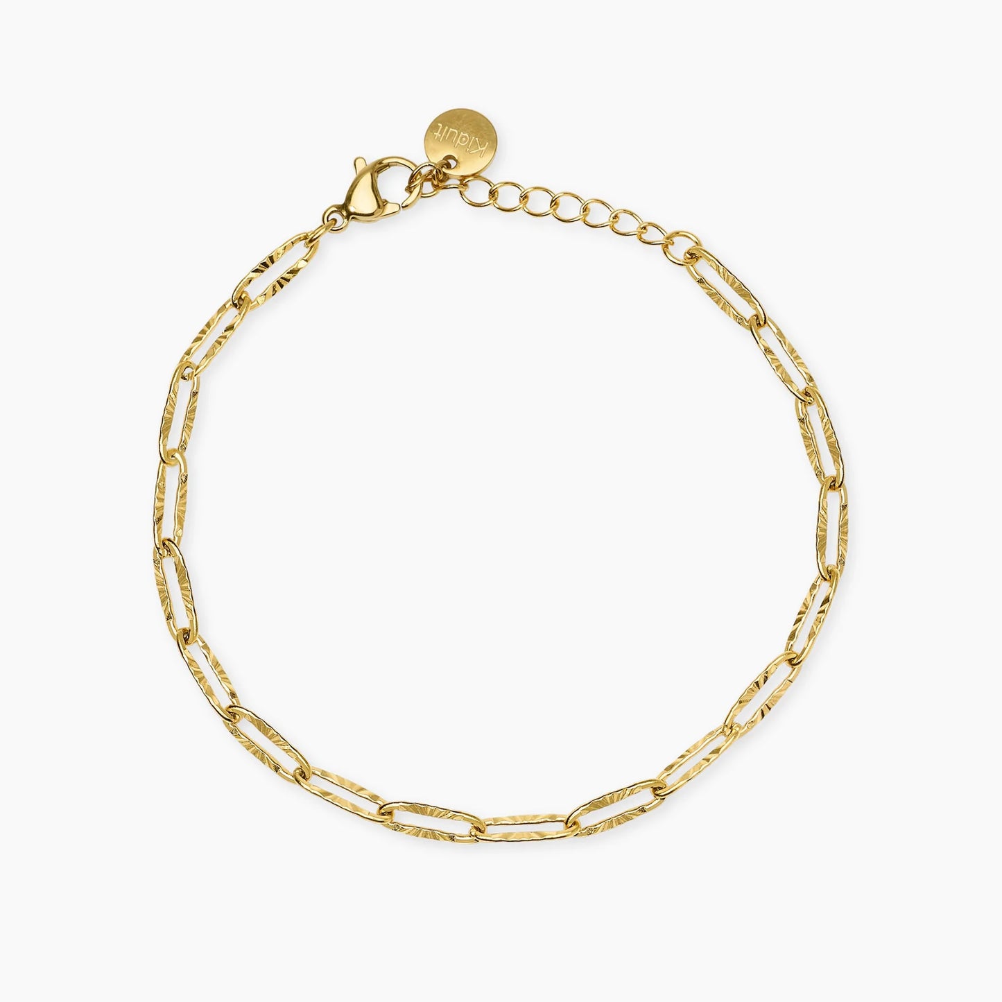 KIDULT - Bracciale in acciaio dorato con elementi martellati