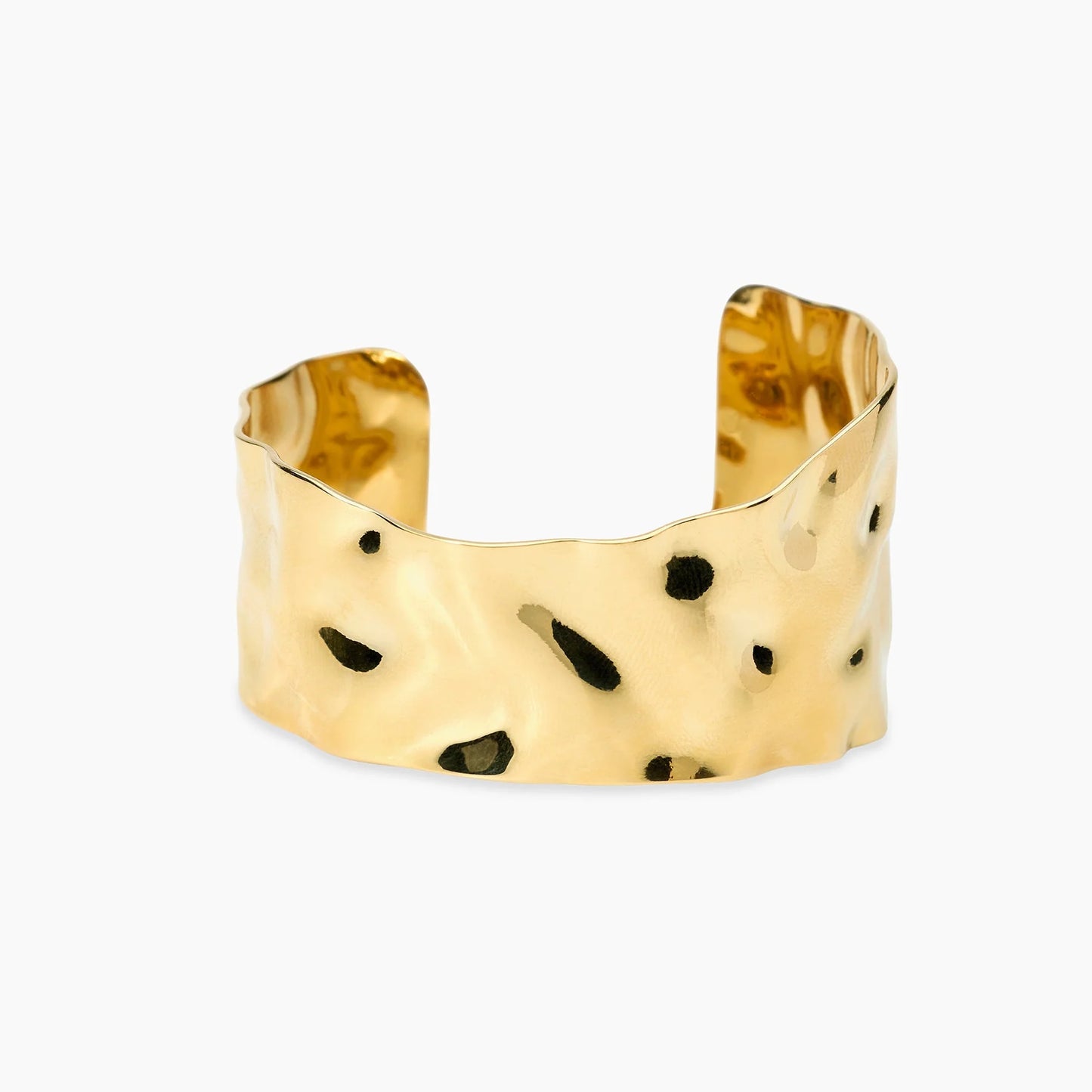 KIDULT - Bracciale bangle aperto in acciaio dorato martellato