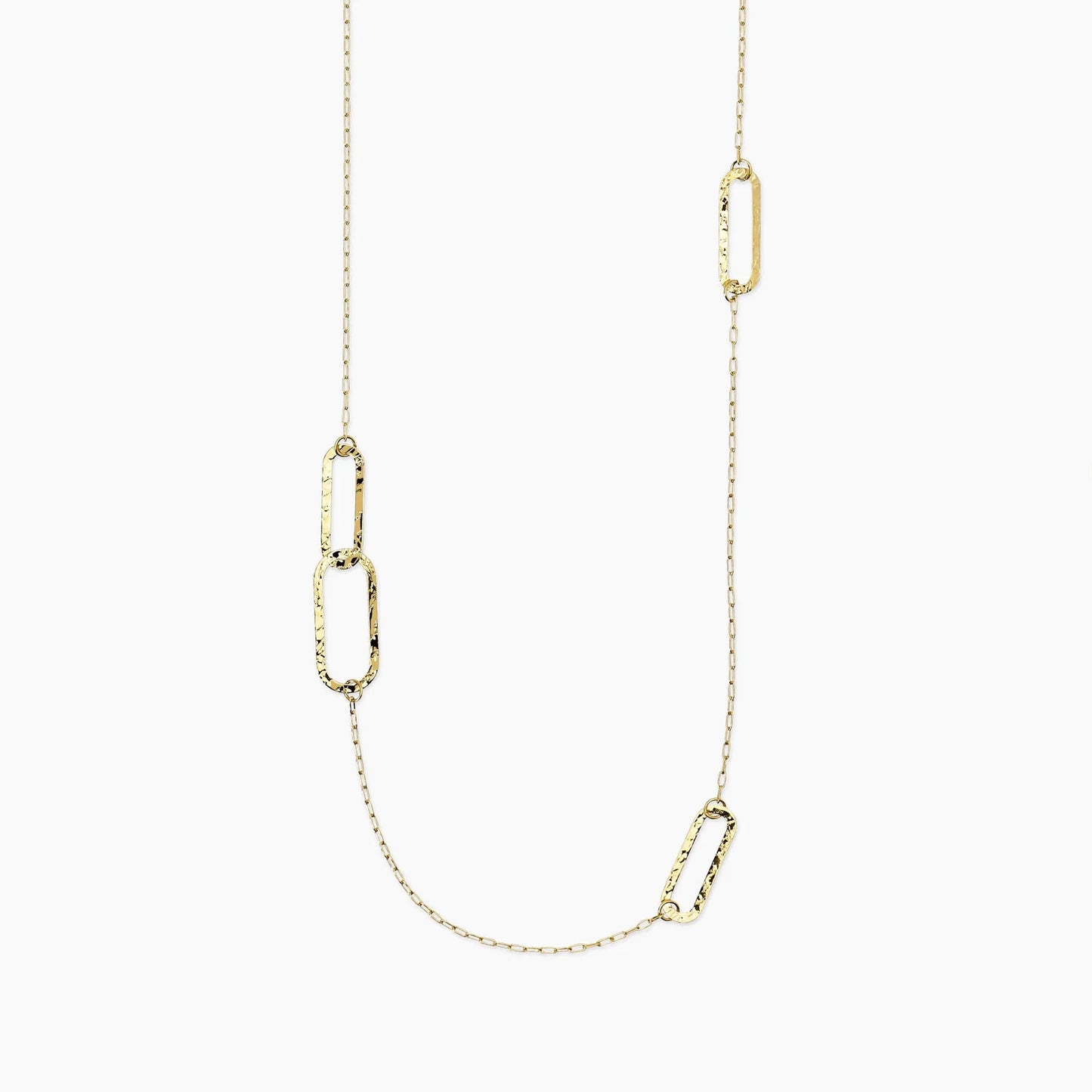 KIDULT - Collana dorata con maglie allungate martellate