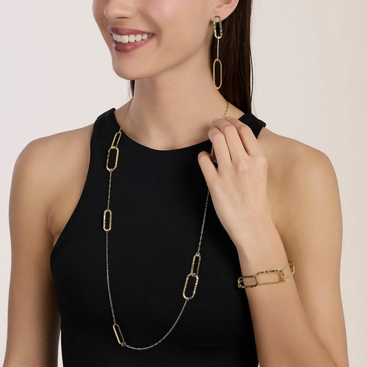 KIDULT - Collana dorata con maglie allungate martellate